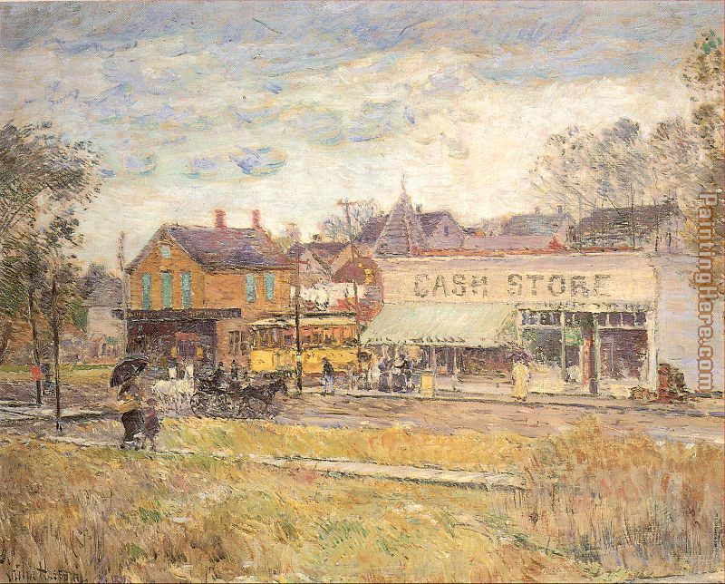 End of the Trolley Line painting - childe hassam End of the Trolley Line art painting